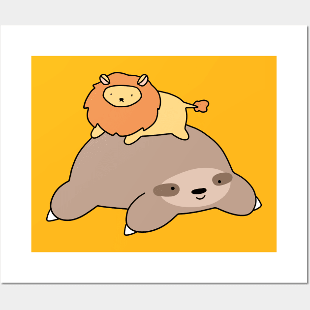 Sloth and Little Lion Wall Art by saradaboru